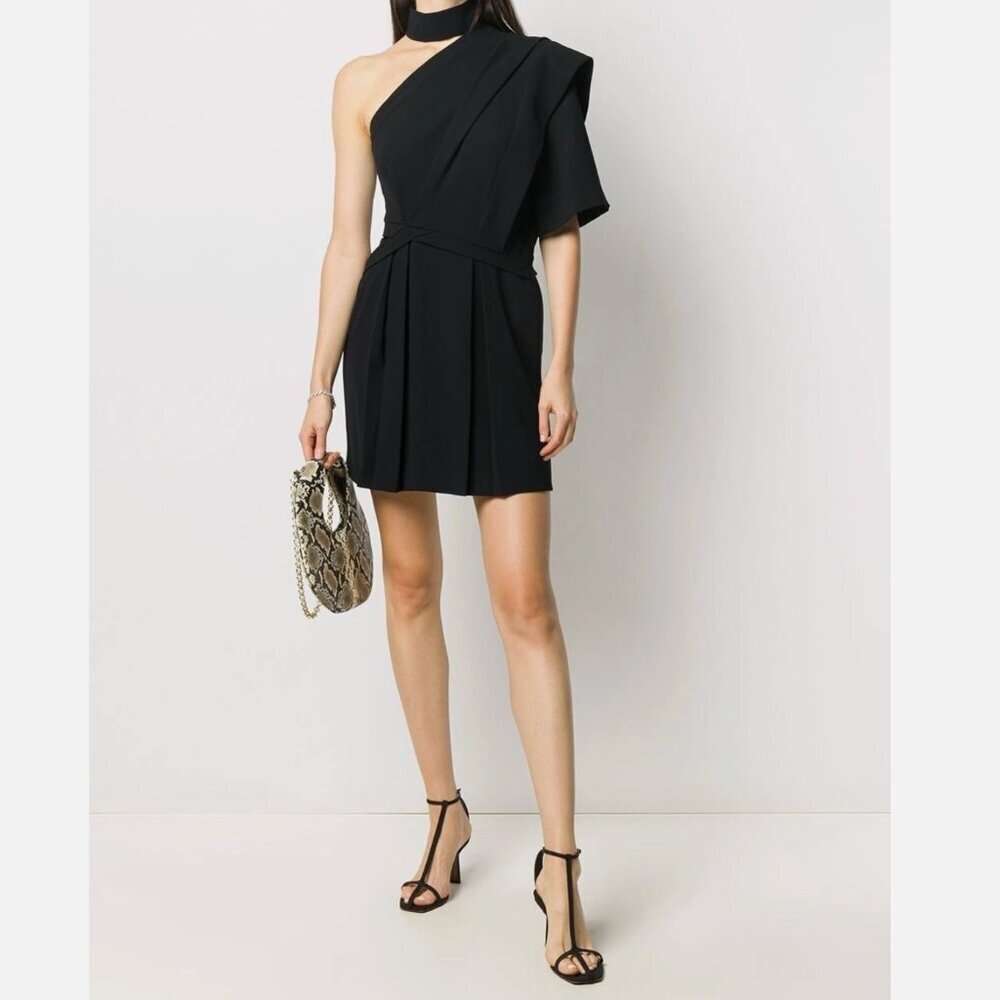 NWT IRO Fundi One Shoulder Asymmetrical Gathered Collared Dress Size 40 Medium